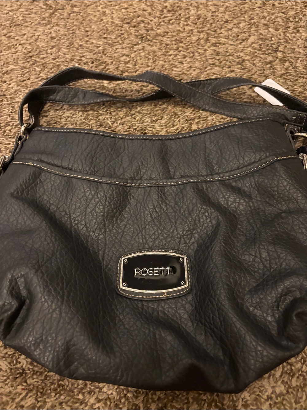 Rosetti Black Faux Leather Hobo Shoulder Bag